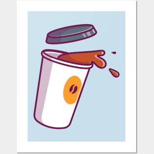 Flying Coffee Vector Icon Illustration Posters and Art